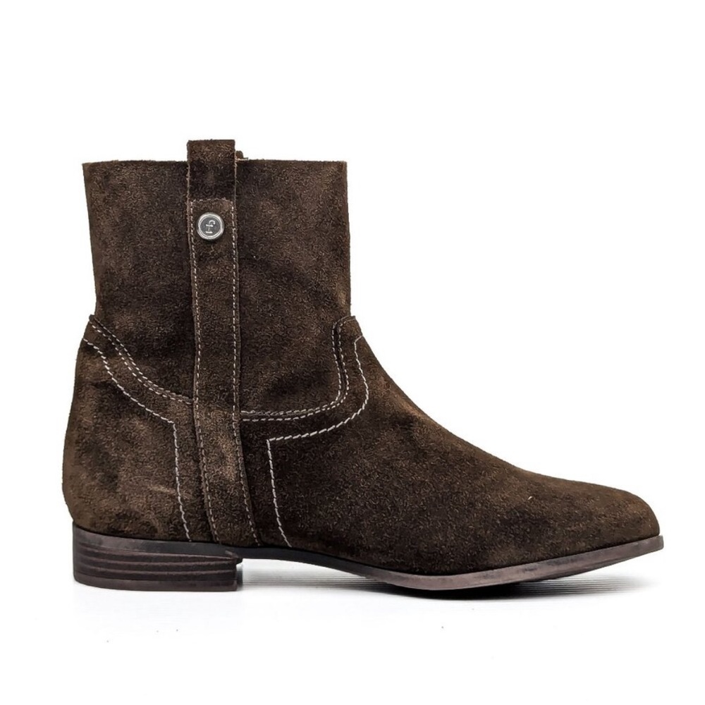 🤎NWT Frye & Co. Sarah Elephant suede brown tan leather ankle bootie slip on 7M🤎 - Picture 2 of 16